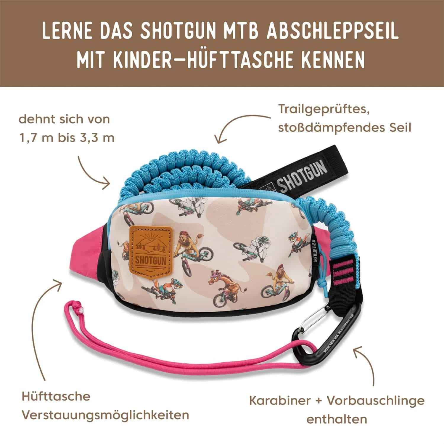 Kids Ride Shotgun MTB Abschleppseil & Hüfttasche 3 Kids Ride Shotgun MTB Abschleppseil & Hüfttasche - Image 3
