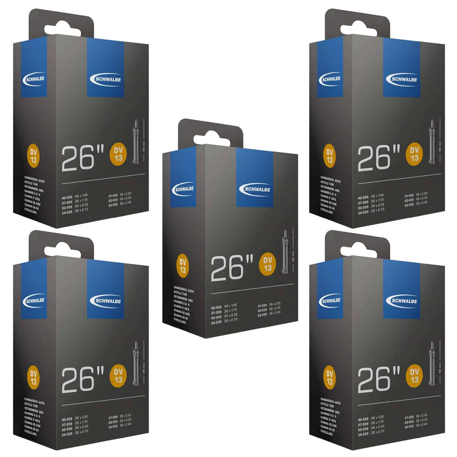 Schwalbe DV 13 Fahrradschlauch (26") 5er-Set 1 Schwalbe DV 13 Fahrradschlauch (26") 5er-Set